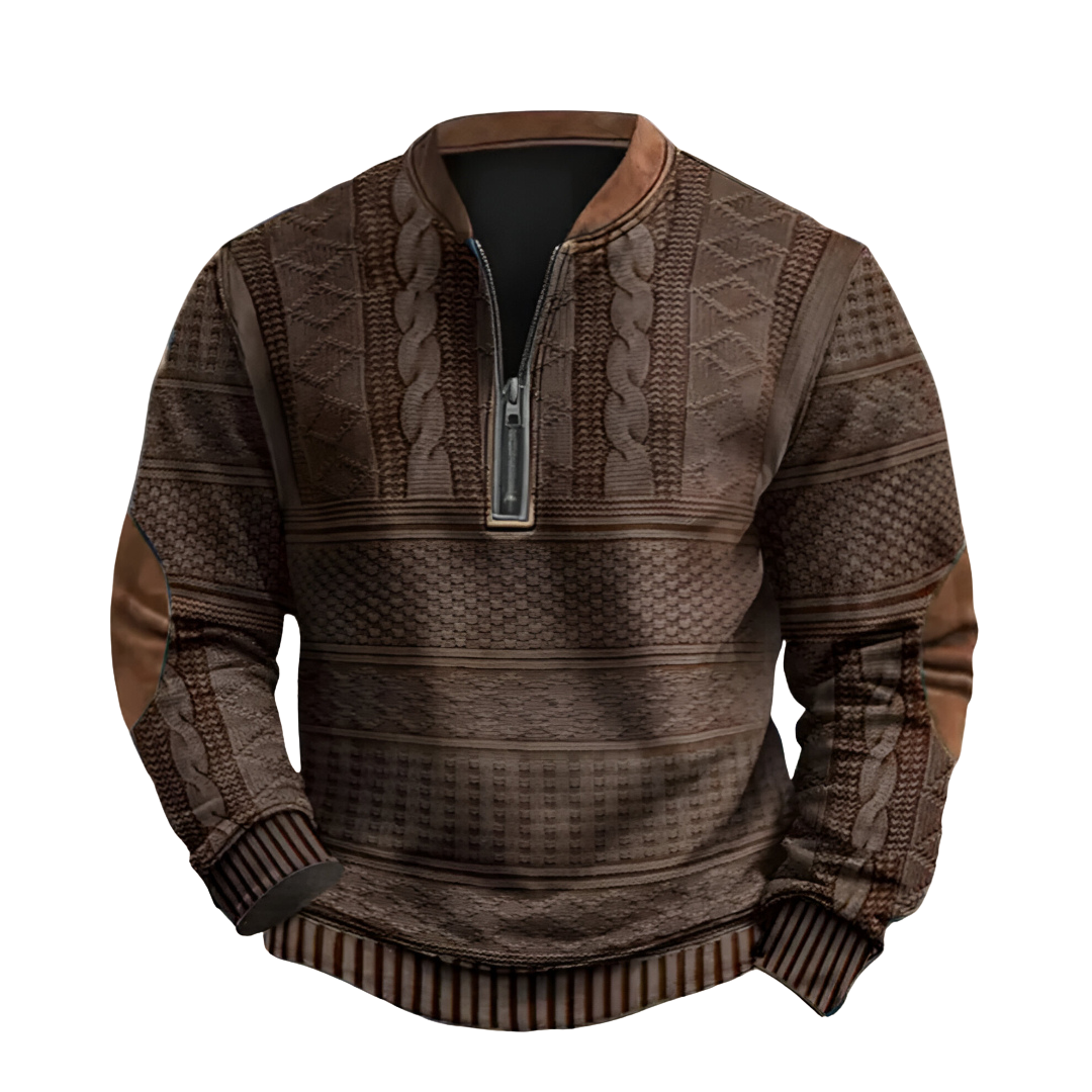 Kewin / Sweter Dzianinowy z Zamkiem Błyskawicznym